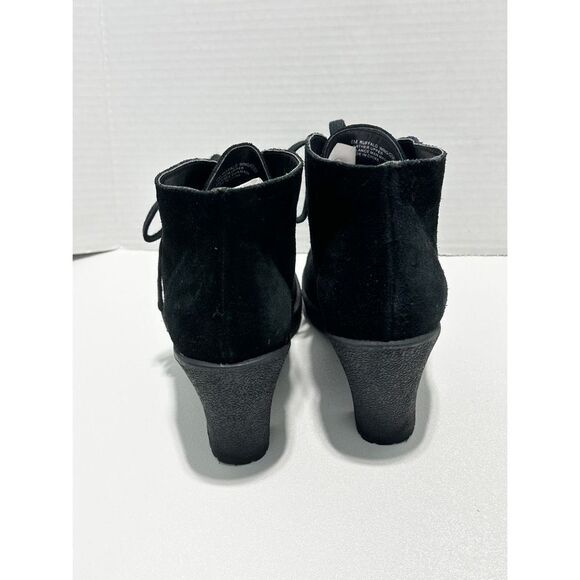 Aerosoles Ruffalo Wing Lace Up Suede Leather Heeled Heelrest Ankle Boots Black 6 - Picture 8 of 13